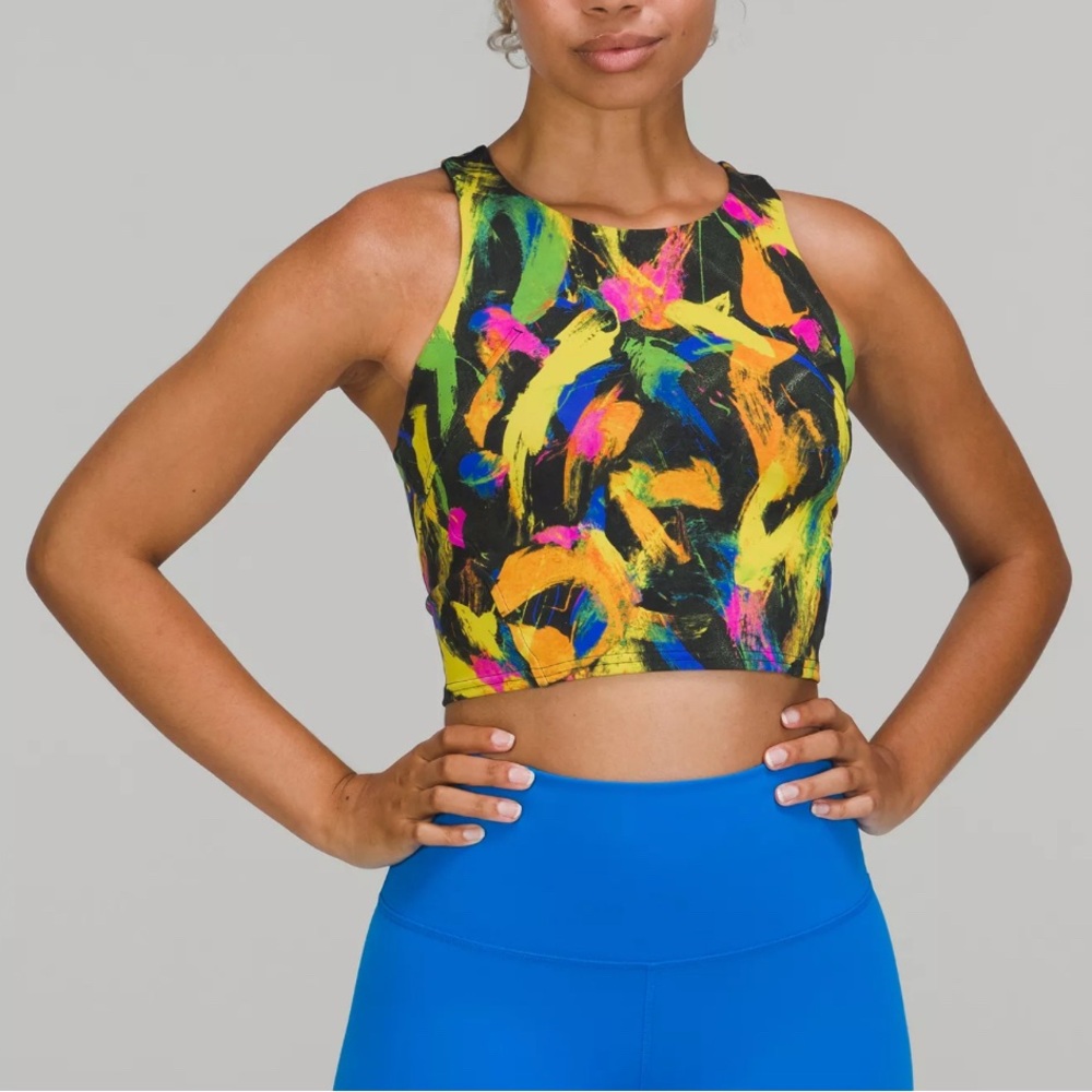 Lululemon Wunder Train Bra Women 6 Multicolor Longline Invigorate Racerback Tank